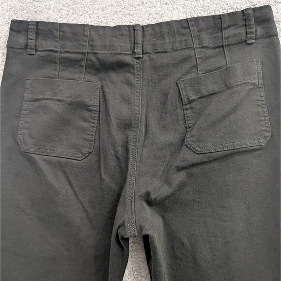 Lark + Grey Cropped Pull-On Black Cropped Wide Leg Pants Size 18 Stretch Cargo - Picture 13 of 13